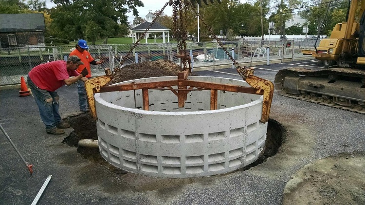 La profondeur et la taille du puits sont également importantes et ces paramètres sont calculés en fonction du diamètre des tuyaux, qui sont réduits à l'intérieur du collecteur Installation d'égout pluvial